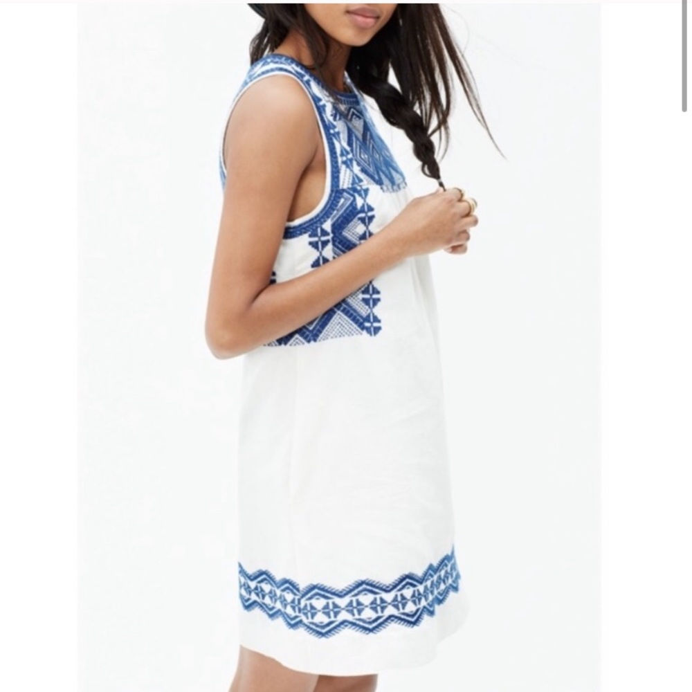 Madewell xs blue and white linen dress